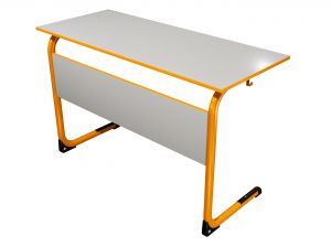 Стол ученический ЭЛЛИПС 2-мест нерегулируемый на плоскоовальной трубе (гр 6, ст. Серый, кр. Оранжевая, мк. Оранжевый)