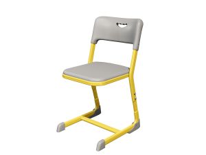 Стул ЭЛЛИПС ученический регулируемый (гр. 4-6, пластик), ц. Серый, мк. Желтый