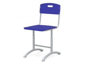 Стул ДЖЕТ ученический (пластик Plywood) регулируемый (гр. 2-4, 3-5, 4-6, 5-7, ц. Ультрамариновый синий, мк. Серый)